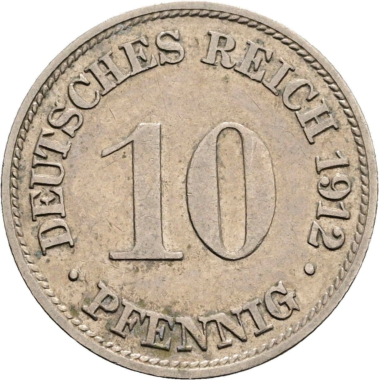 10 Pfennig 1912 G – Vorderseite
