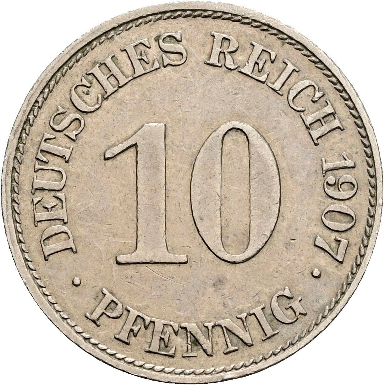 10 Pfennig 1907 E – Vorderseite