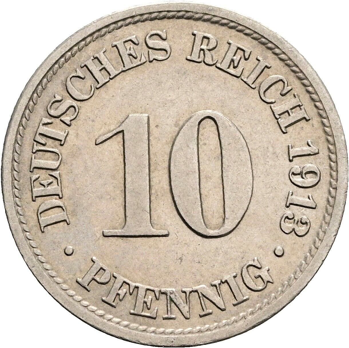 10 Pfennig 1913 F – Vorderseite