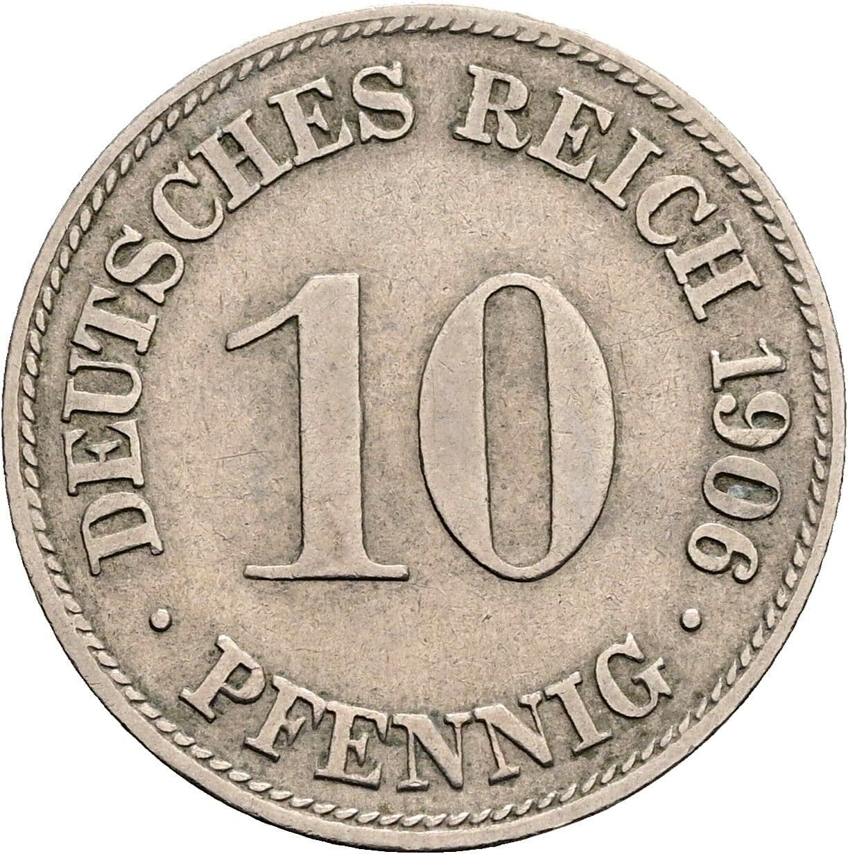 10 Pfennig 1906 D – Vorderseite