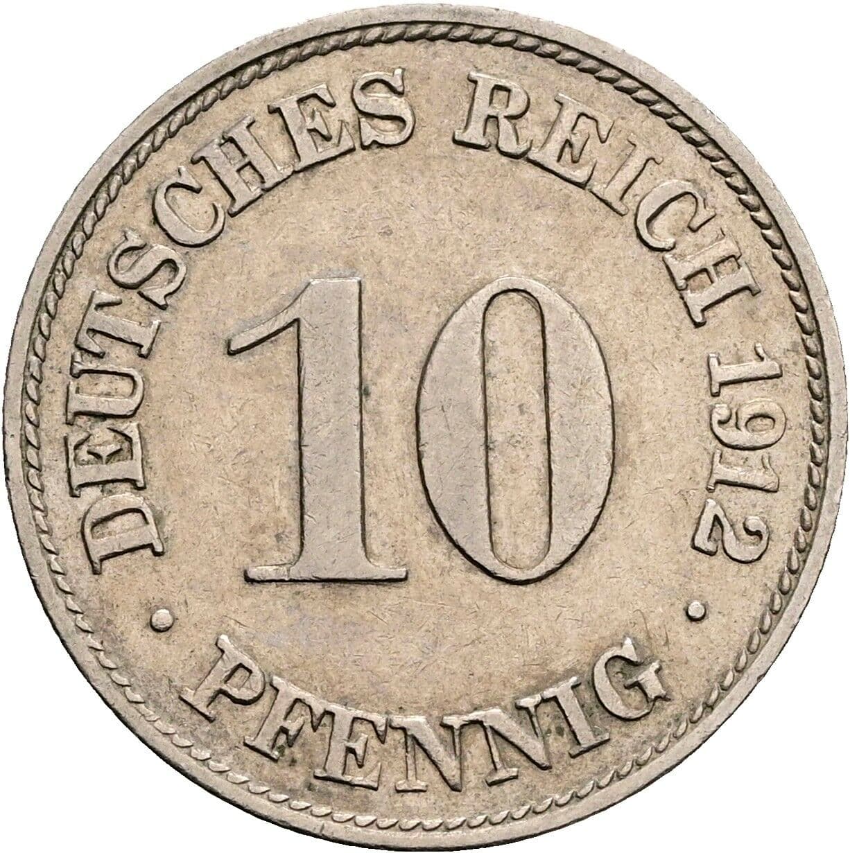 10 Pfennig 1912 D – Vorderseite