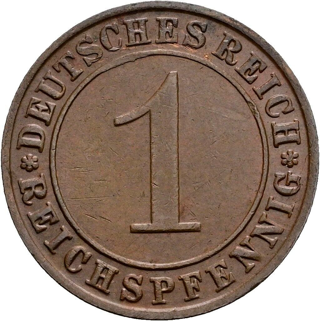 1 Reichspfennig 1928 D – Vorderseite