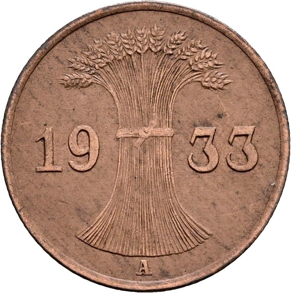1 Reichspfennig 1933 A – Rückseite