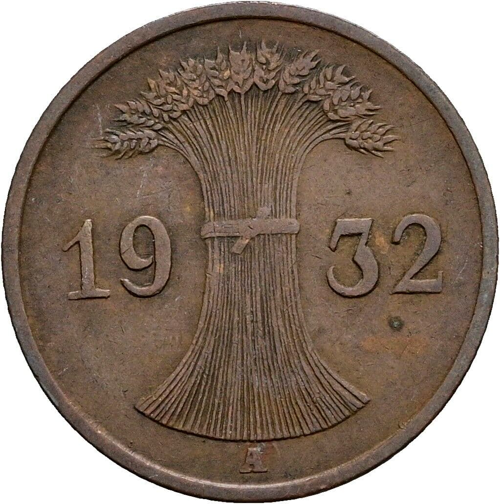 1 Reichspfennig 1932 A – Rückseite