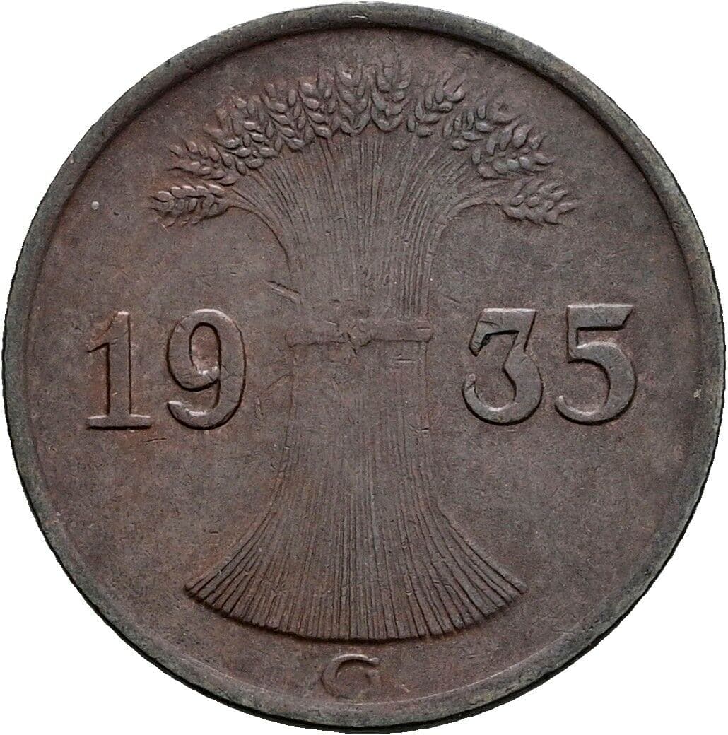 1 Reichspfennig 1935 G – Rückseite