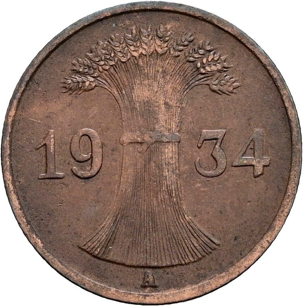 1 Reichspfennig 1934 A – Rückseite