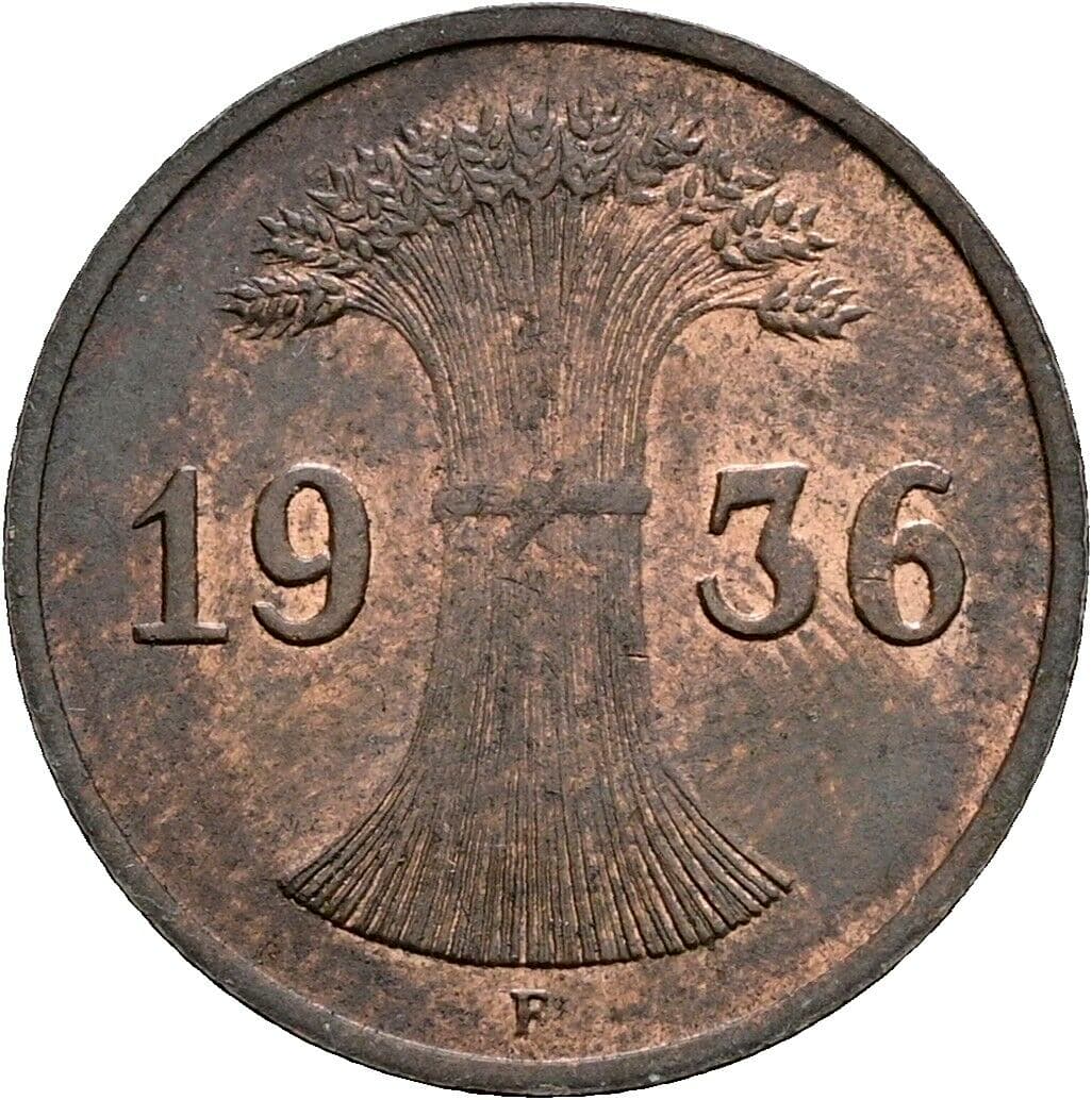1 Reichspfennig 1936 F – Rückseite