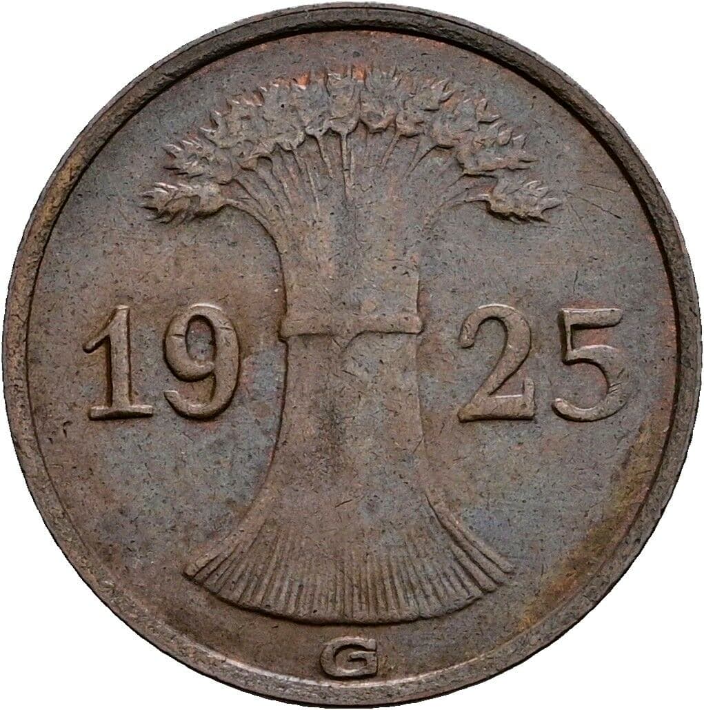 1 Reichspfennig 1925 G – Rückseite