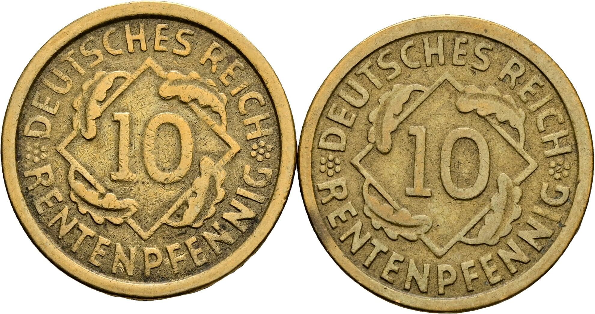 Lot 2 Stück 10 Rentenpfennig