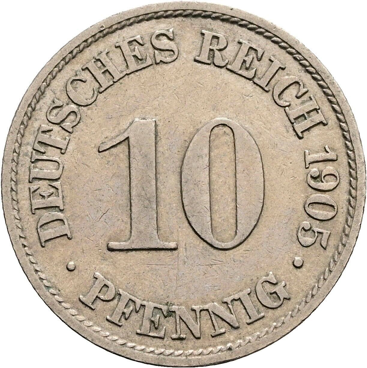 10 Pfennig 1905 A – Vorderseite