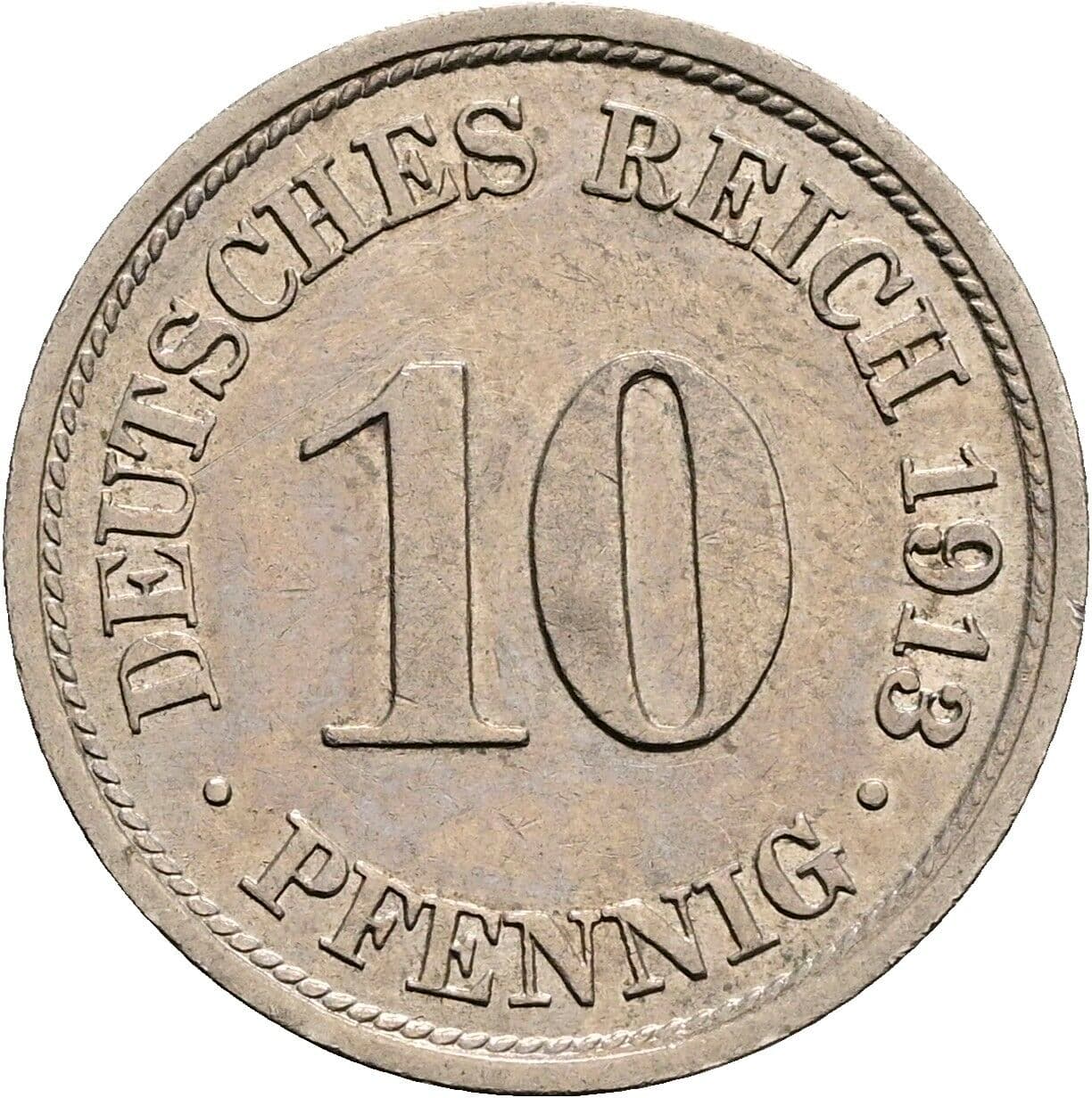 10 Pfennig 1913 F – Vorderseite