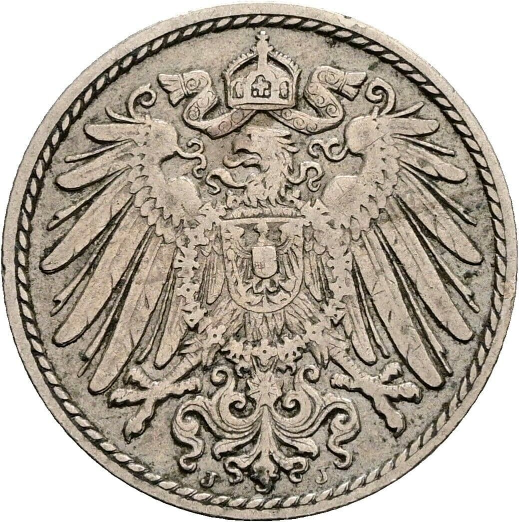 5 Pfennig 1910 J – Rückseite