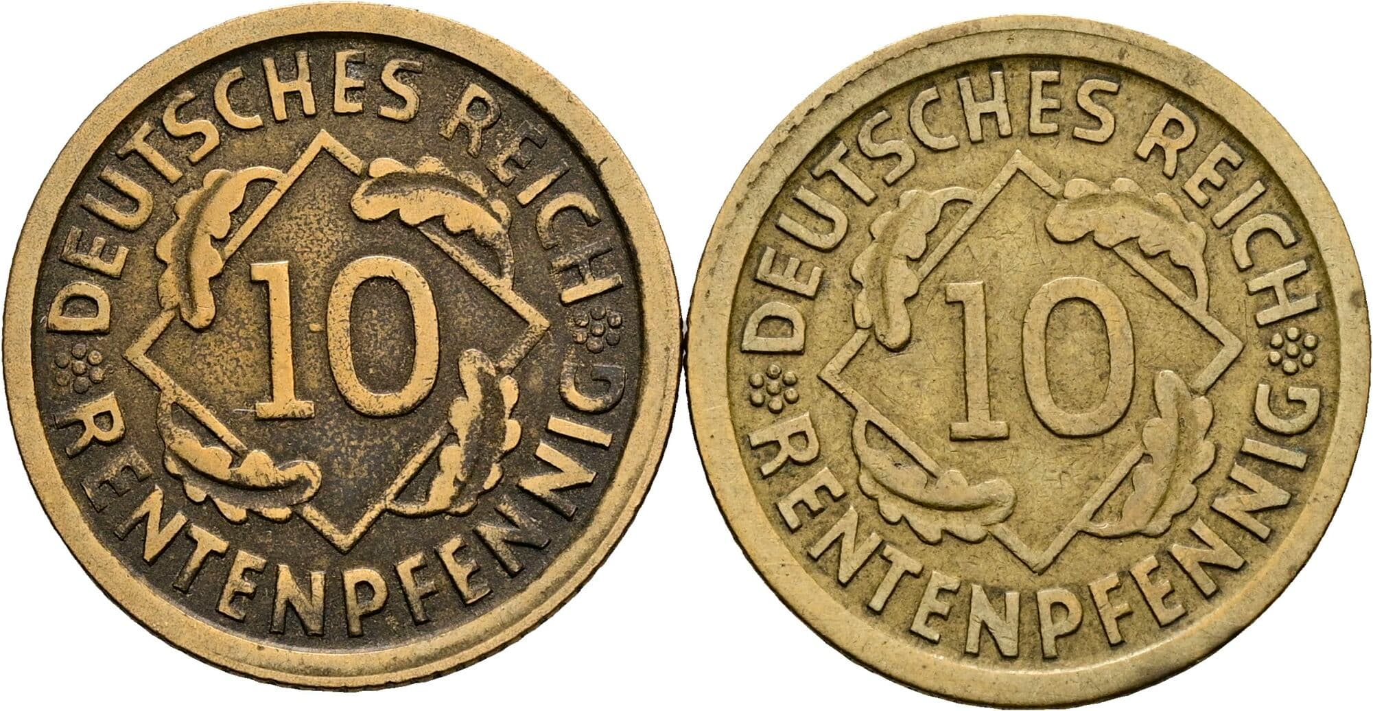 Lot 2 Stück 10 Rentenpfennig