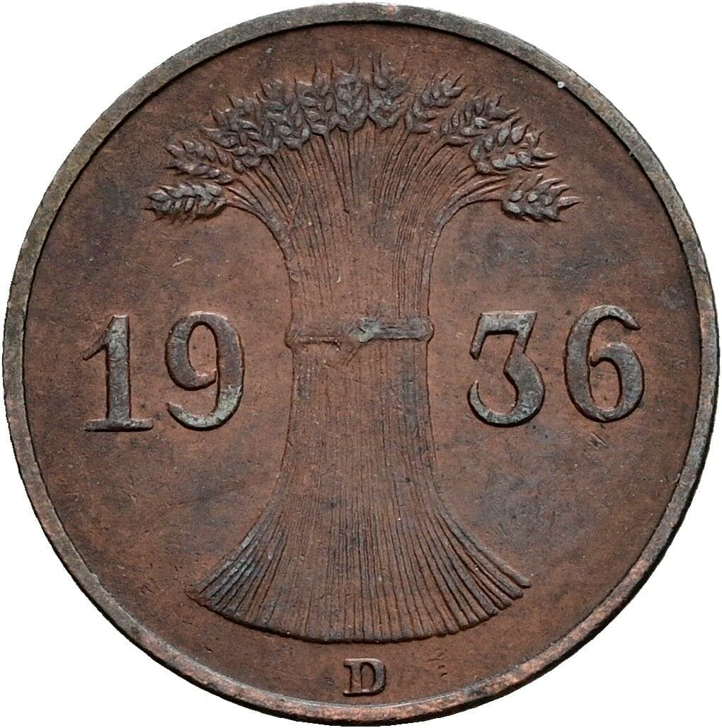 1 Reichspfennig 1936 D – Rückseite