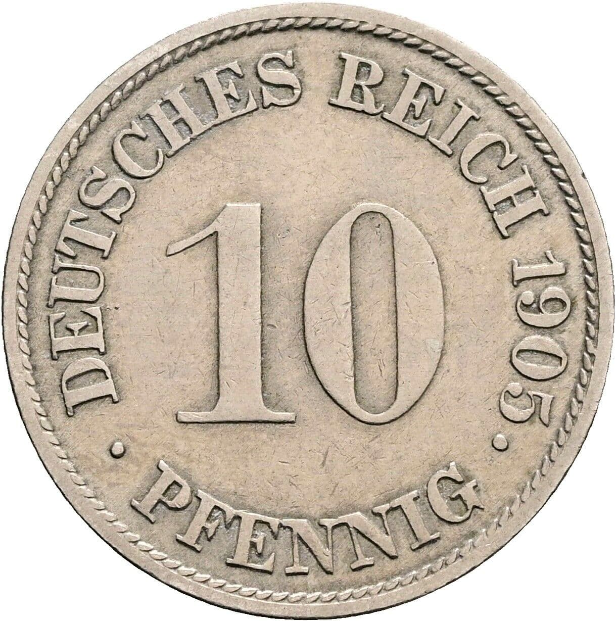 10 Pfennig 1905 G – Vorderseite