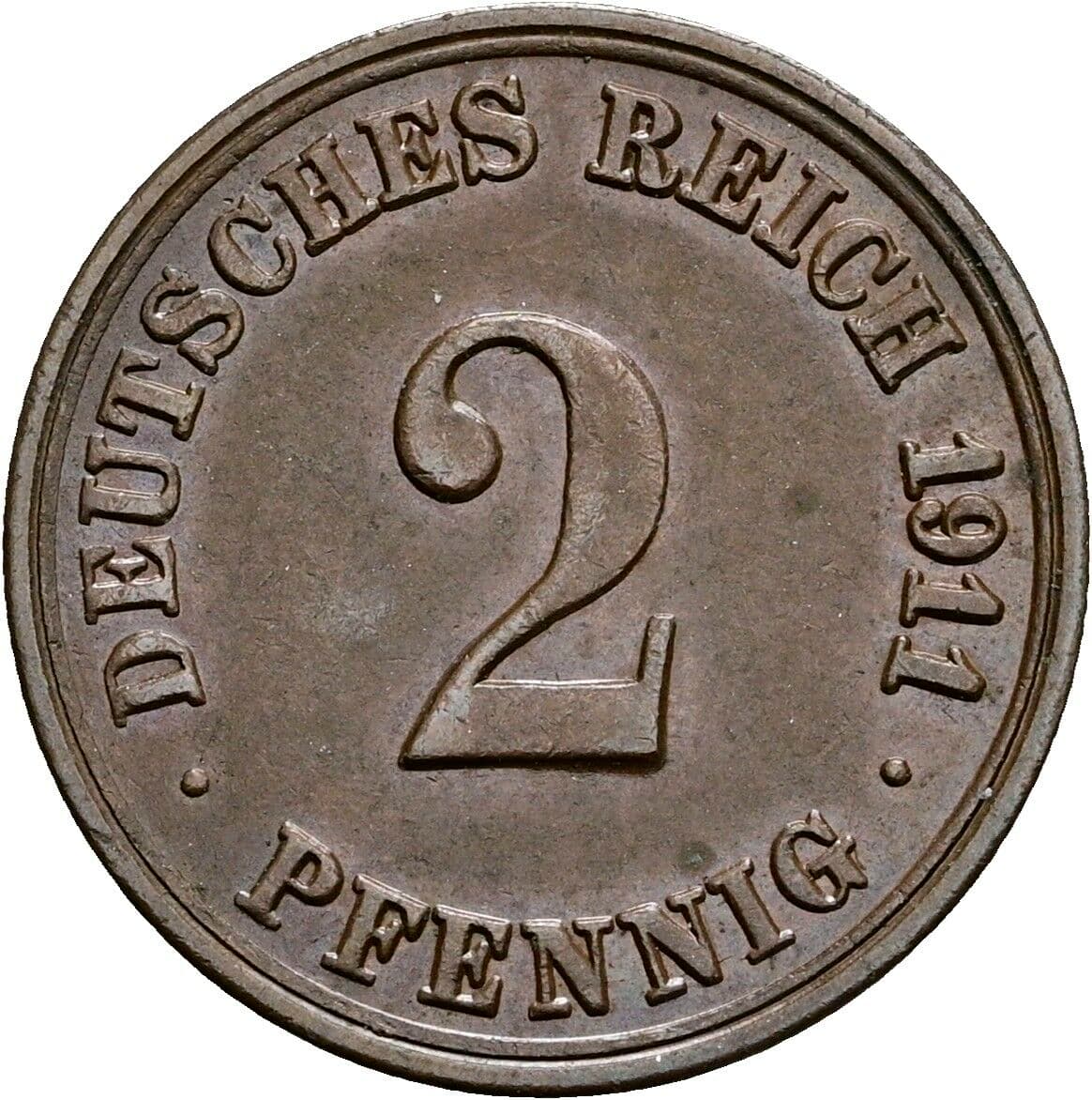 2 Pfennig 1911 A – Vorderseite