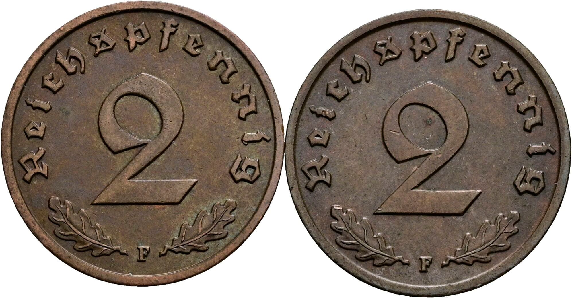 Lot 2 Stück 2 Reichspfennig