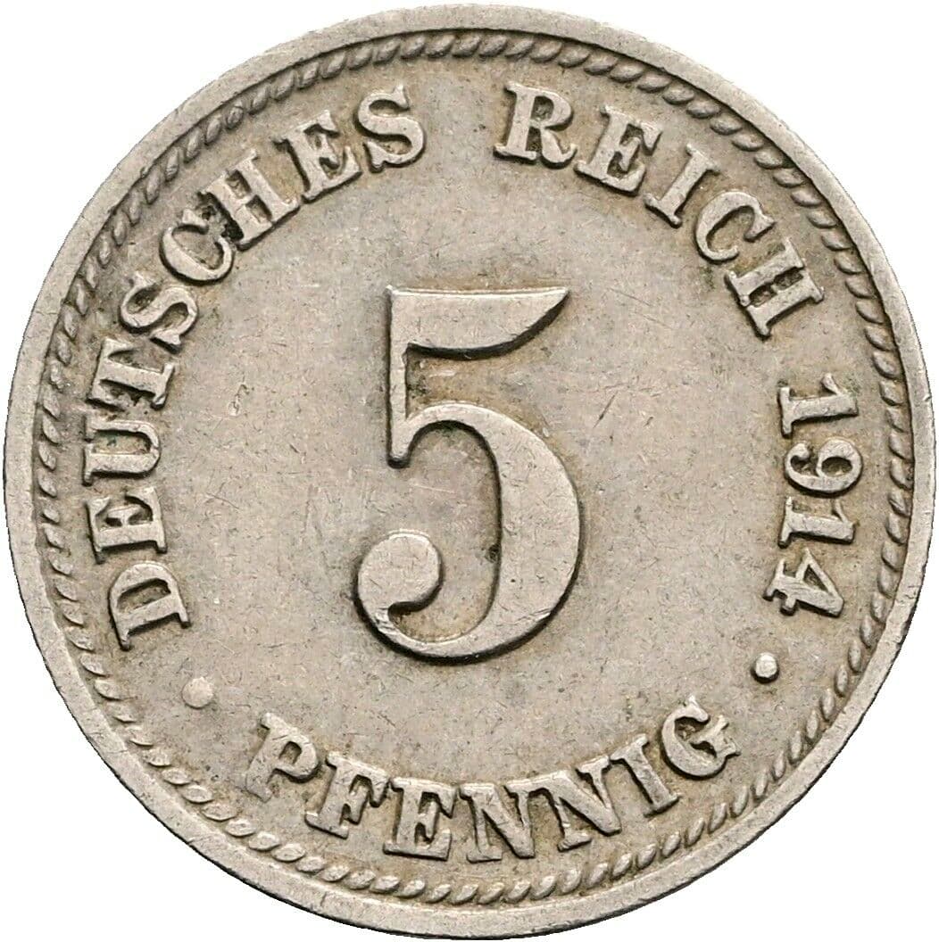 5 Pfennig 1914 D – Vorderseite