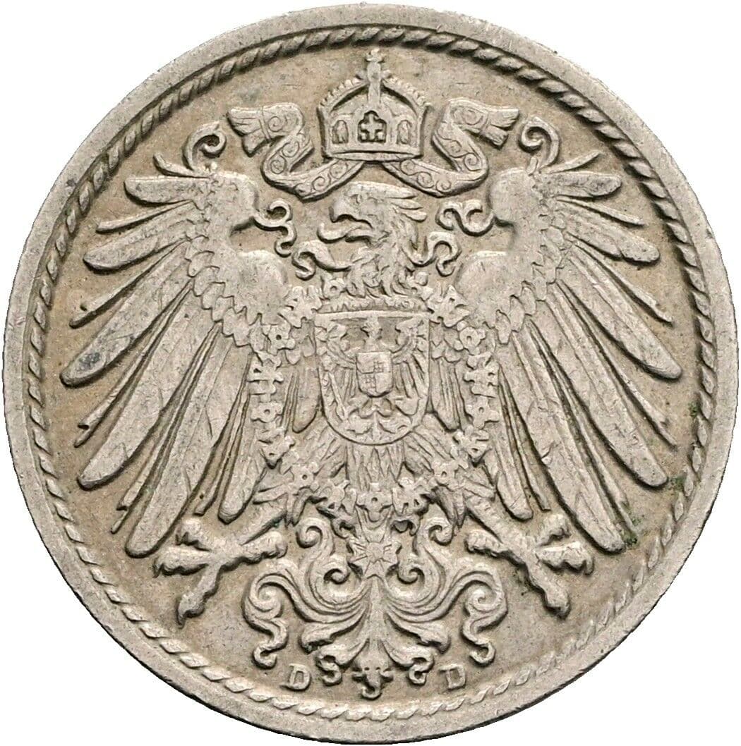 5 Pfennig 1914 D – Rückseite