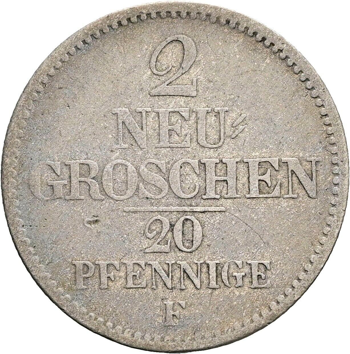 2 Neugroschen König Friedrich August II. (1836-1854) 1852 F – Vorderseite