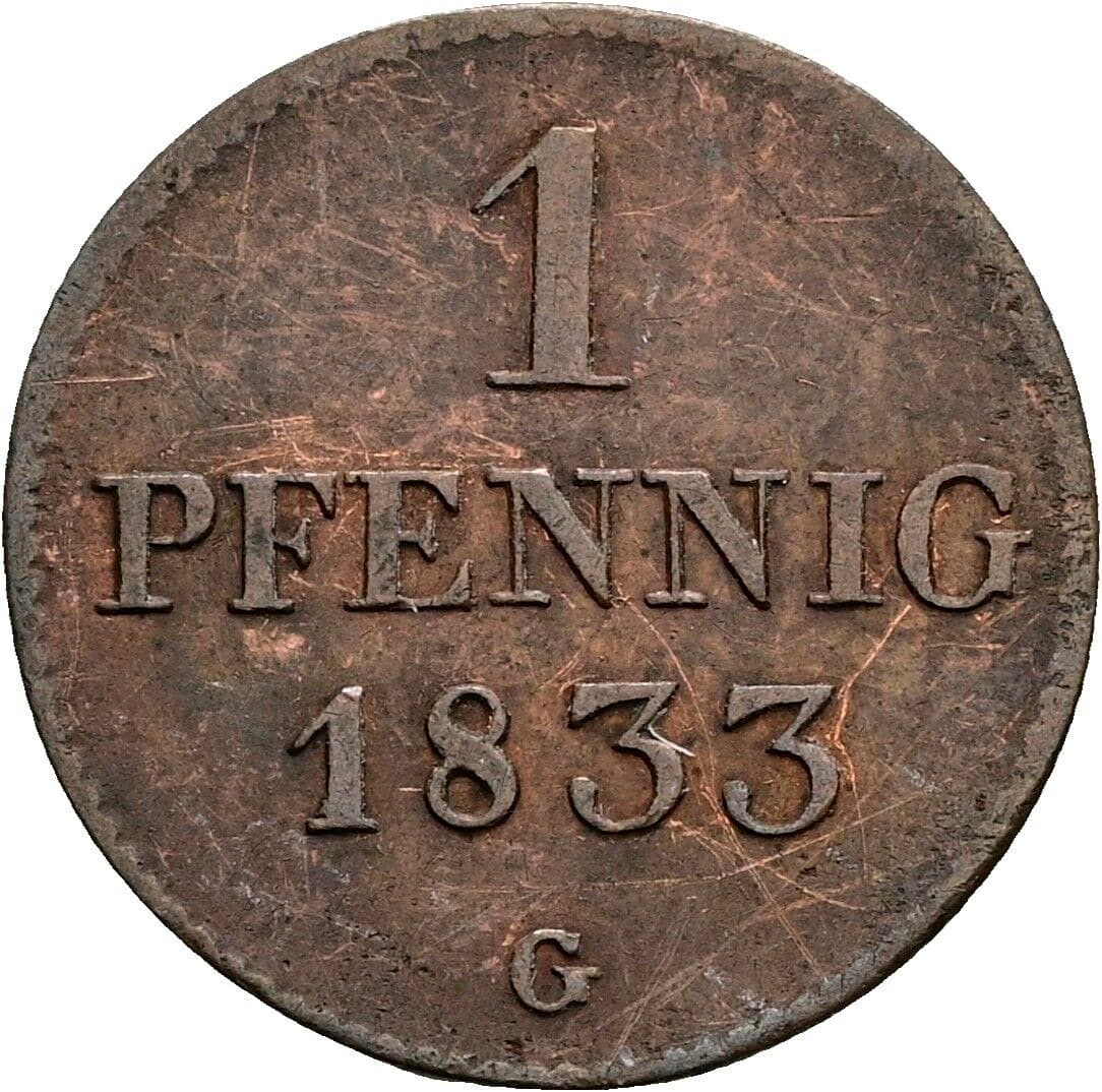 1 Pfennig Anton 1827-1836 1833 G – Vorderseite