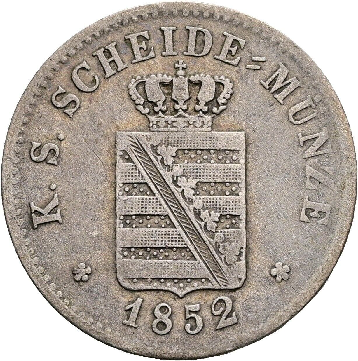 2 Neugroschen König Friedrich August II. (1836-1854) 1852 F – Rückseite