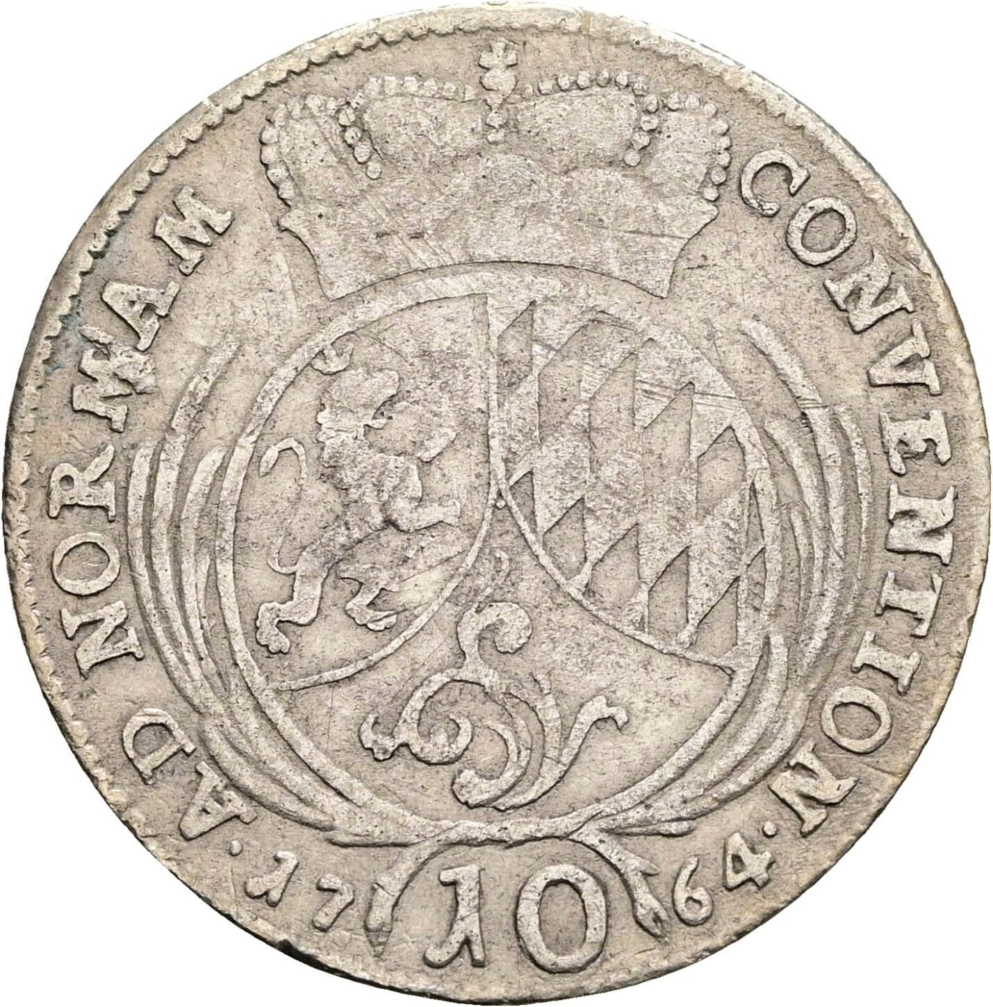 10 Kreuzer Karl Theodor 1742-1799 1764 A.S. – Rückseite