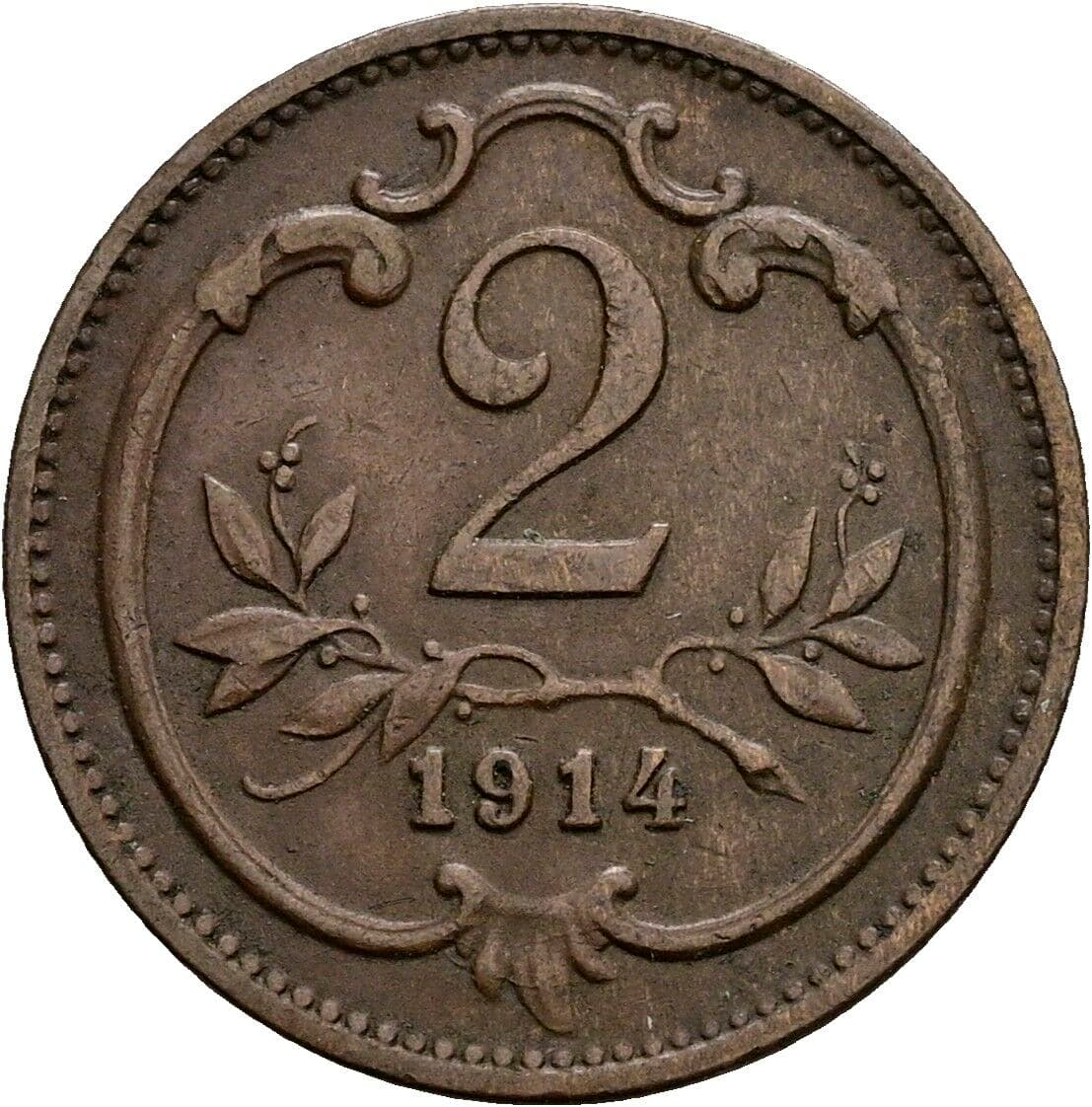 2 Heller Franz Joseph I. 1848-1916 1914 – Vorderseite