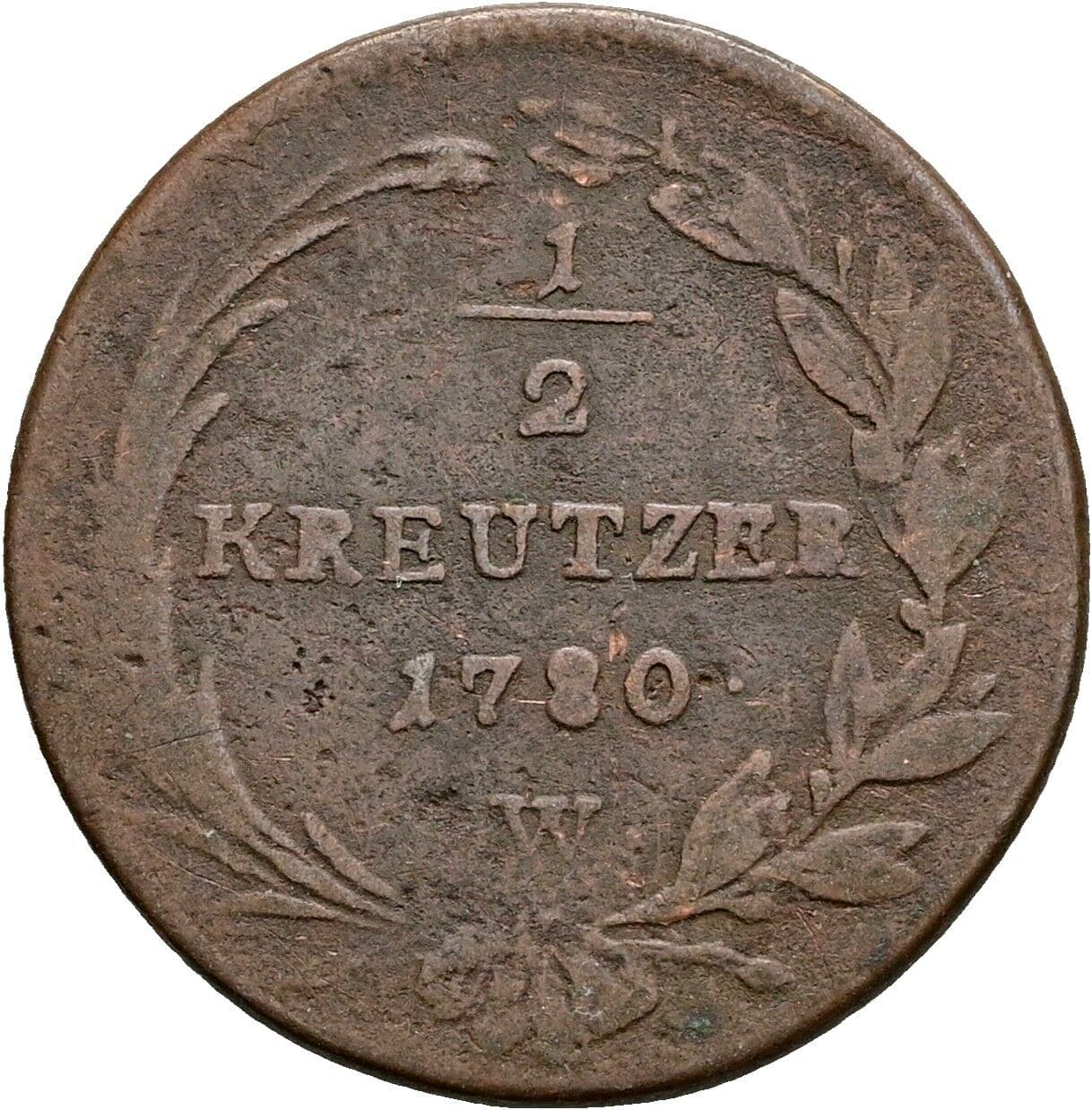 1/2 Kreuzer Joseph II. als Alleinregent 1780-1790 1780 W, Wien – Vorderseite
