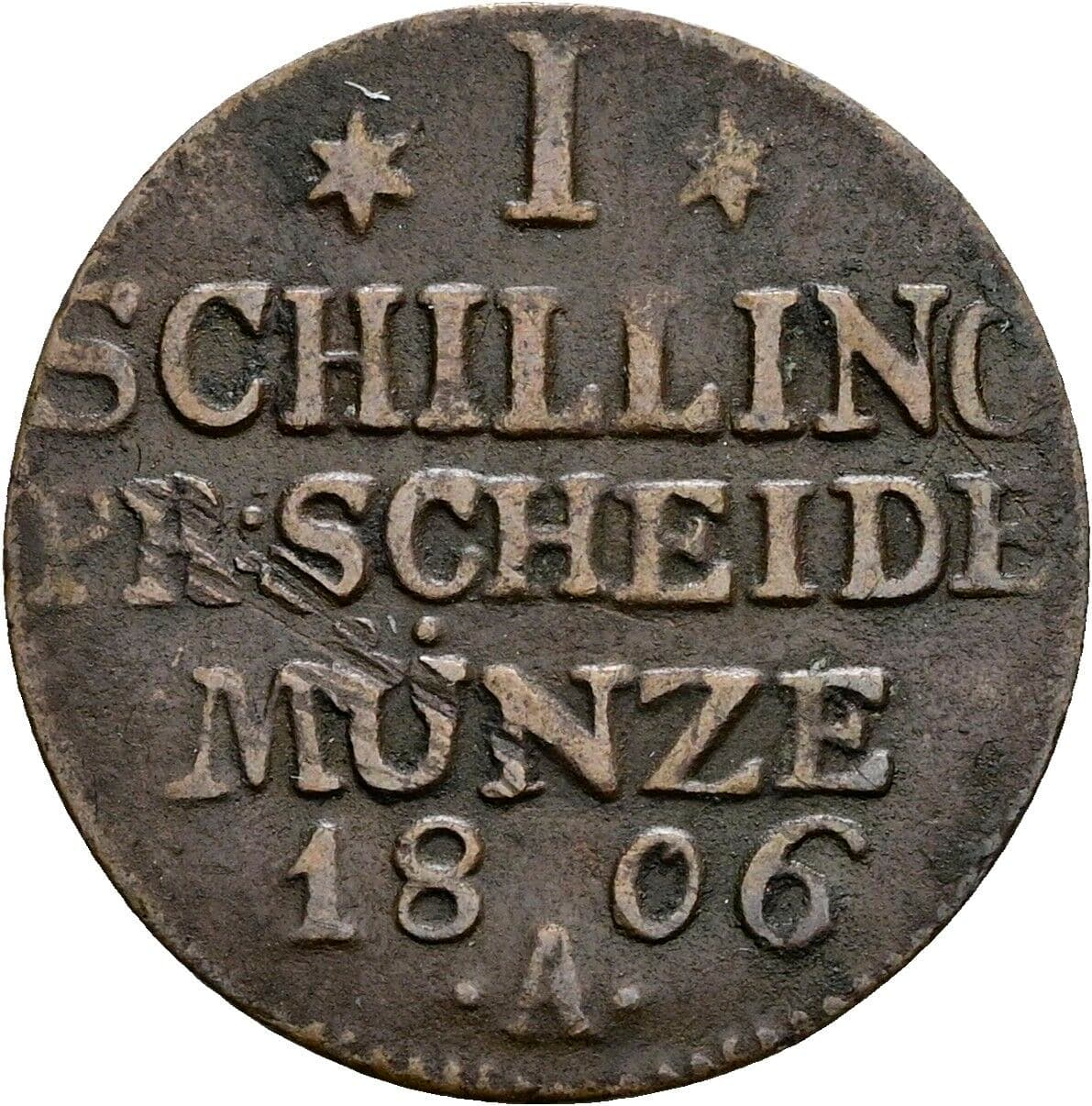 1 Schilling Friedrich Wilhelm III. 1717-1840 1806 A – Vorderseite