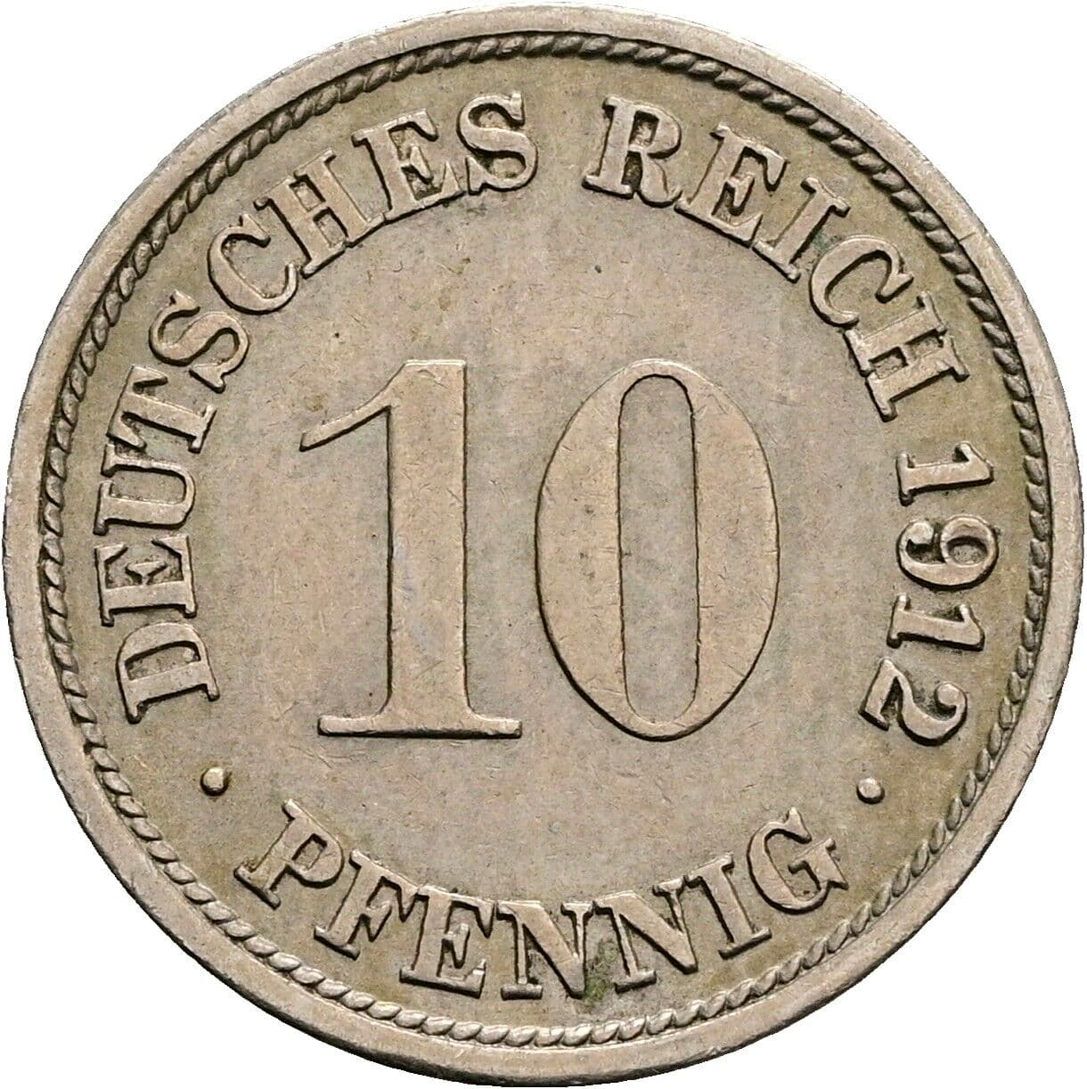 10 Pfennig 1912 F – Vorderseite
