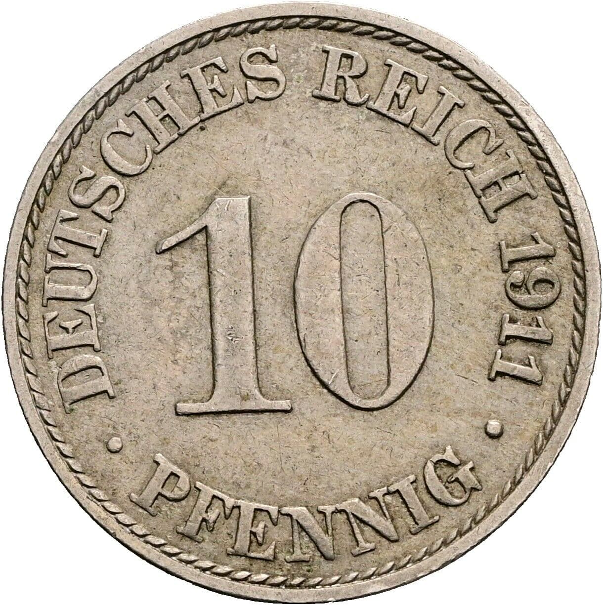 10 Pfennig 1911 A – Vorderseite