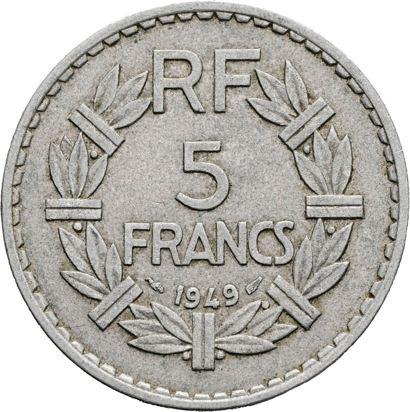 5 Francs 1949 – Rückseite