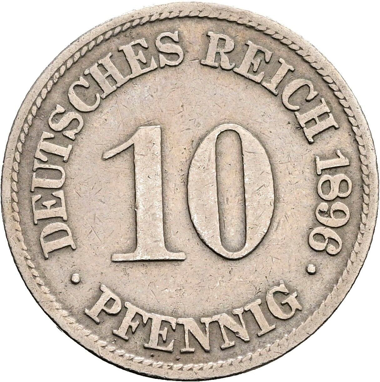 10 Pfennig 1896 F – Vorderseite