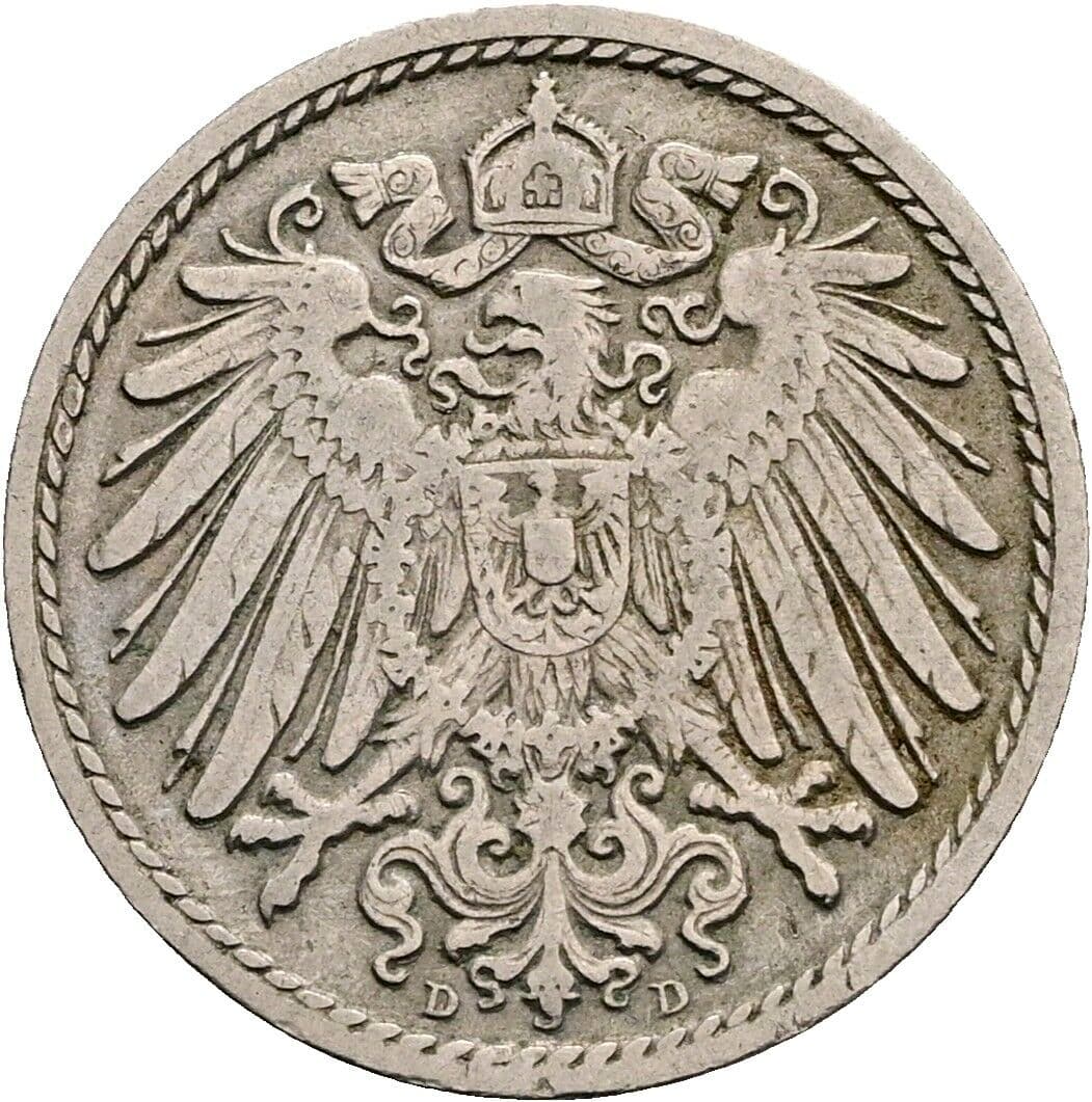 5 Pfennig 1901 D – Rückseite