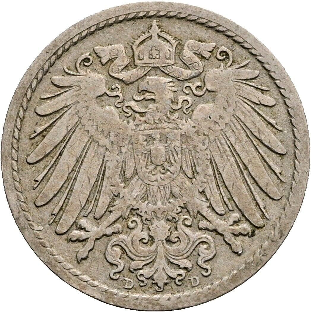 5 Pfennig 1900 D – Rückseite
