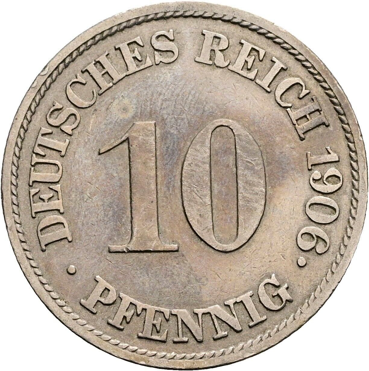 10 Pfennig 1906 J – Vorderseite