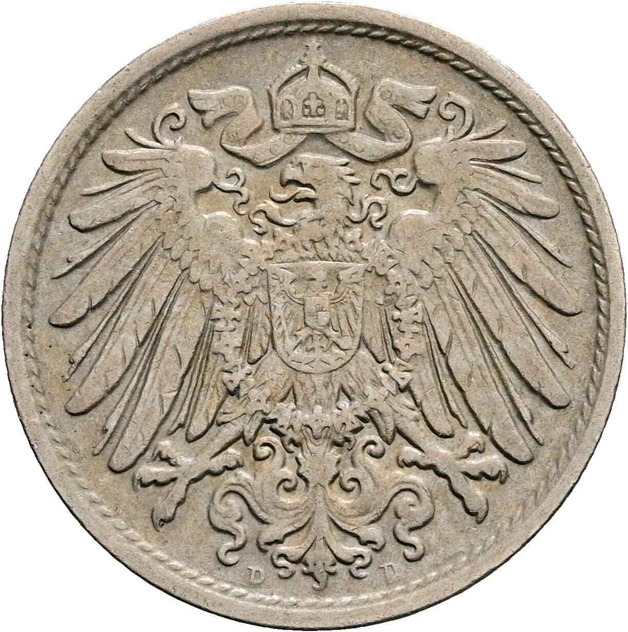 10 Pfennig 1908 D – Rückseite