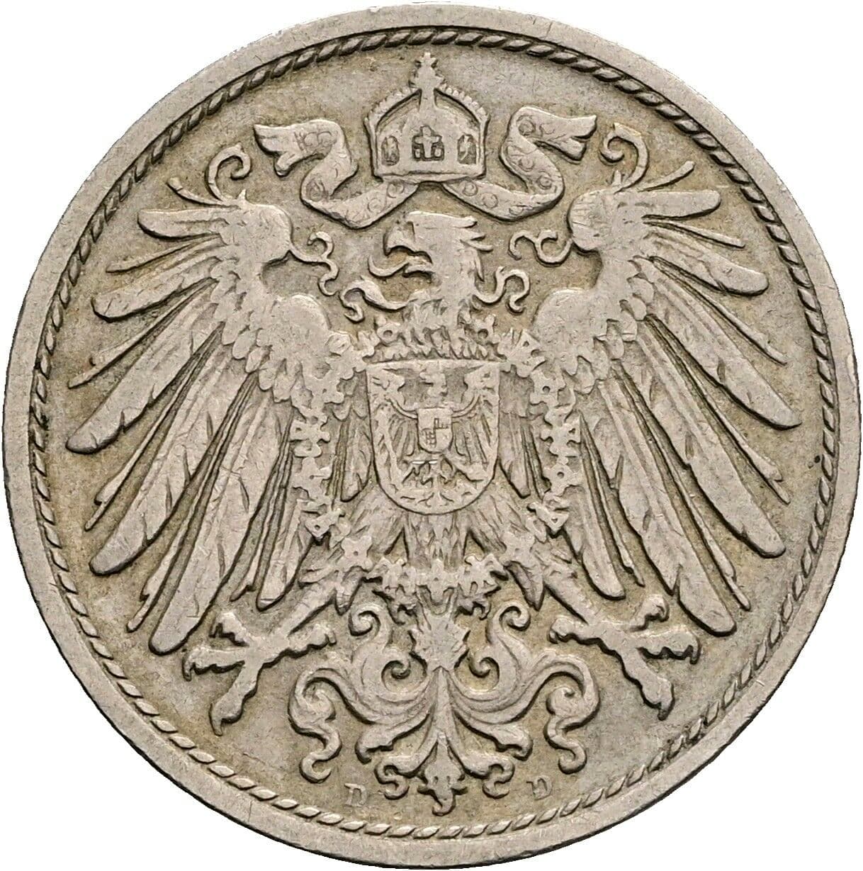 10 Pfennig 1908 D – Rückseite