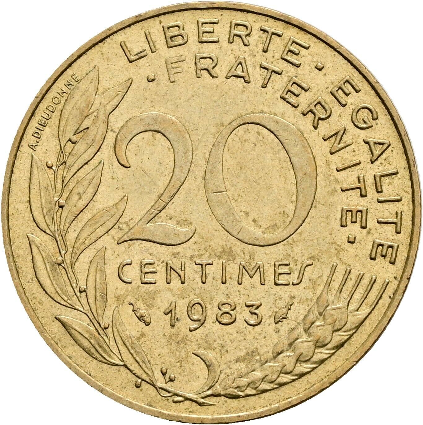 20 Centimes 1983 – Rückseite