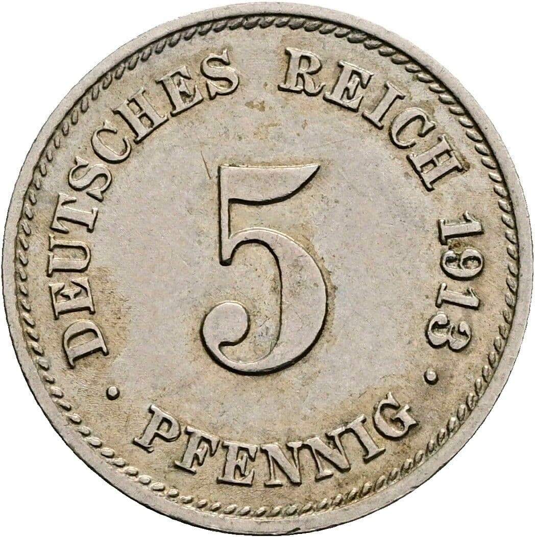 5 Pfennig 1913 G – Vorderseite