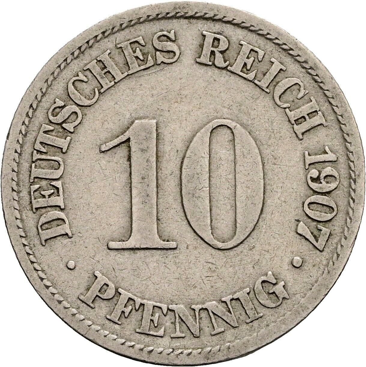 10 Pfennig 1907 A – Vorderseite