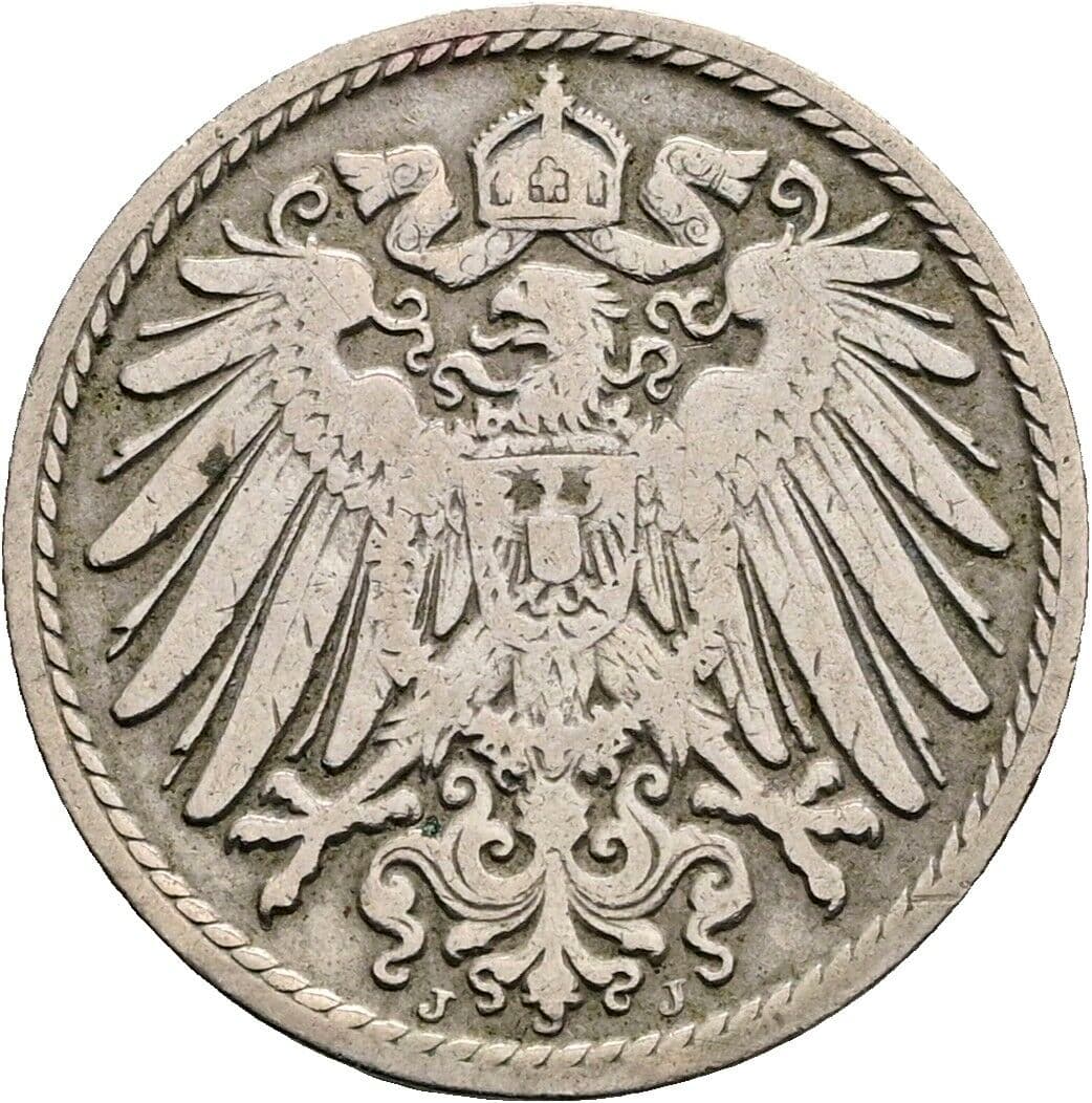 5 Pfennig 1905 J – Rückseite