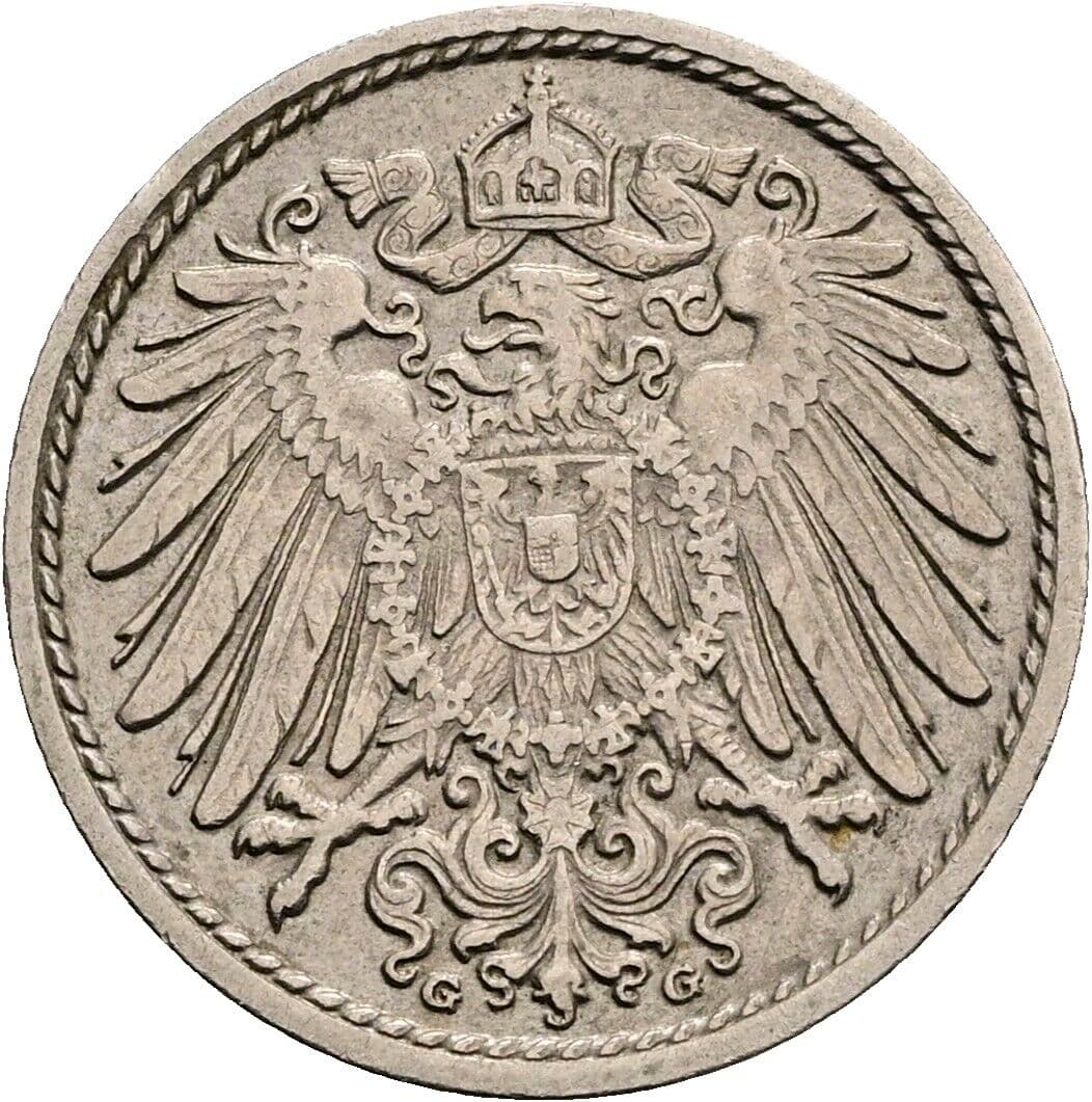 5 Pfennig 1908 G – Rückseite