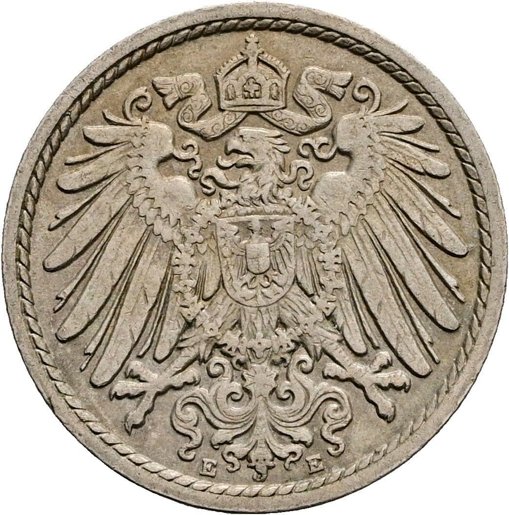5 Pfennig 1911 E – Rückseite