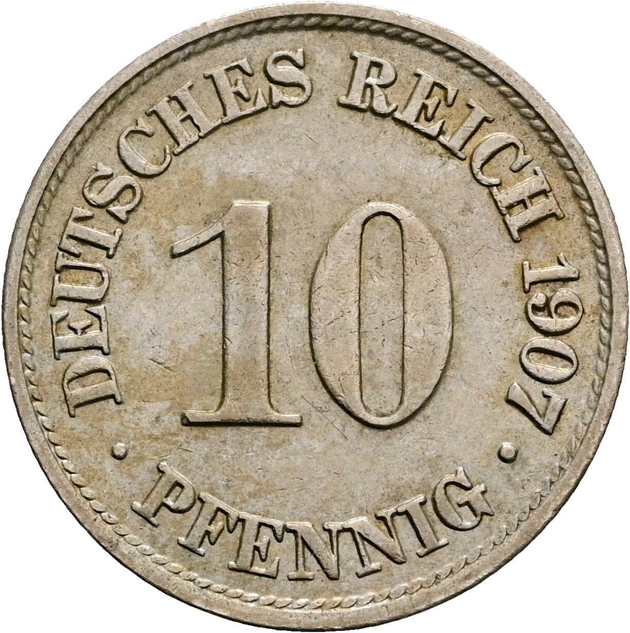 10 Pfennig 1907 A – Vorderseite