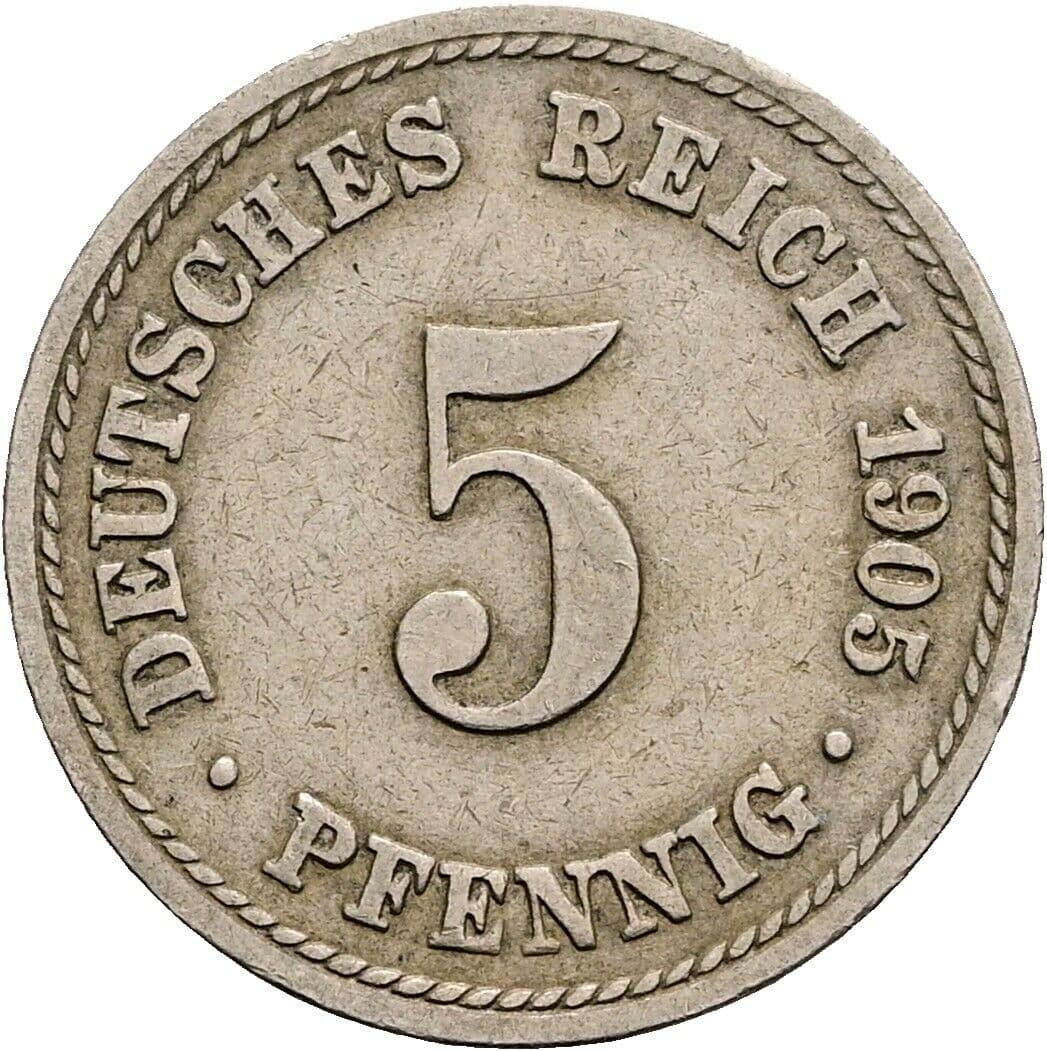 5 Pfennig 1905 A – Vorderseite