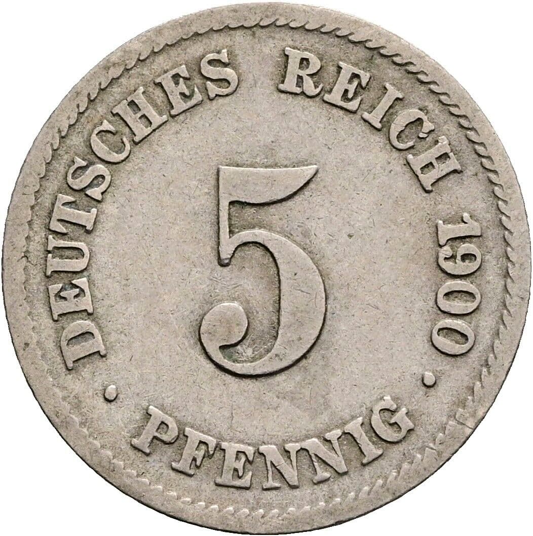 5 Pfennig 1900 G – Vorderseite