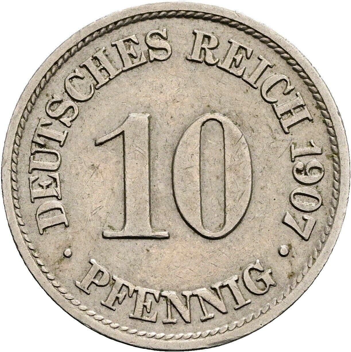10 Pfennig 1907 A – Vorderseite