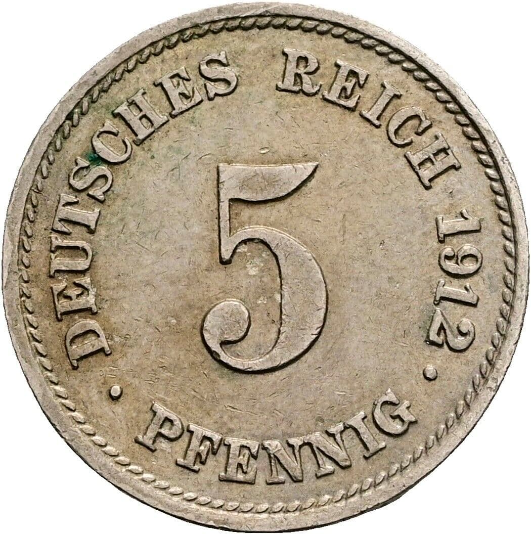 5 Pfennig 1912 G – Vorderseite
